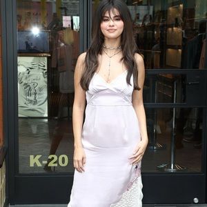 Selena Gomez Coach slip dress lilac